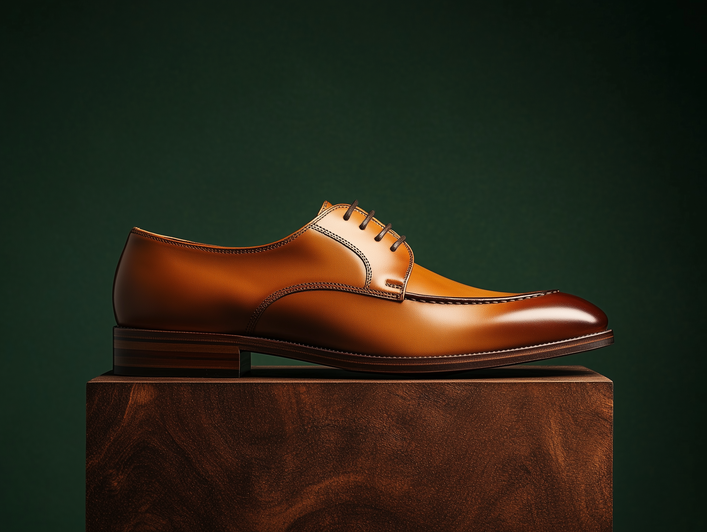 ADRIANO ? Bespoke Custom Made & Fitted Apron-Toe Derby Shoes ? TAN CALFSKIN