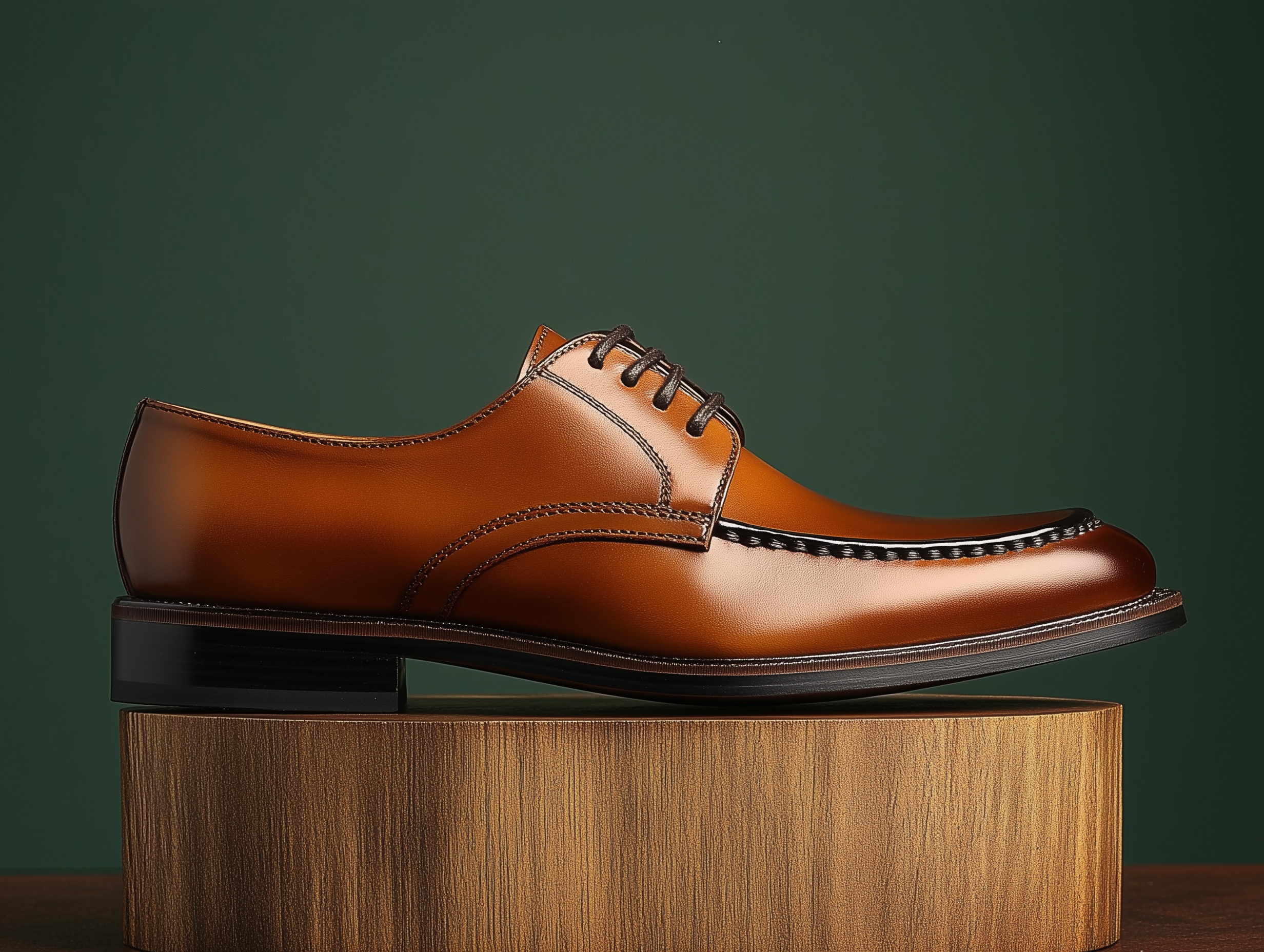 ALVIZE ? Bespoke Custom Made & Fitted Apron-Toe Derby Shoes ? BROWN CALFSKIN