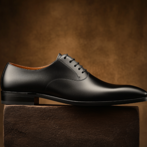 AMERIGO ? Bespoke Custom Made & Fitted Semi Wholecut Oxford Shoes ? BLACK CALFSKIN