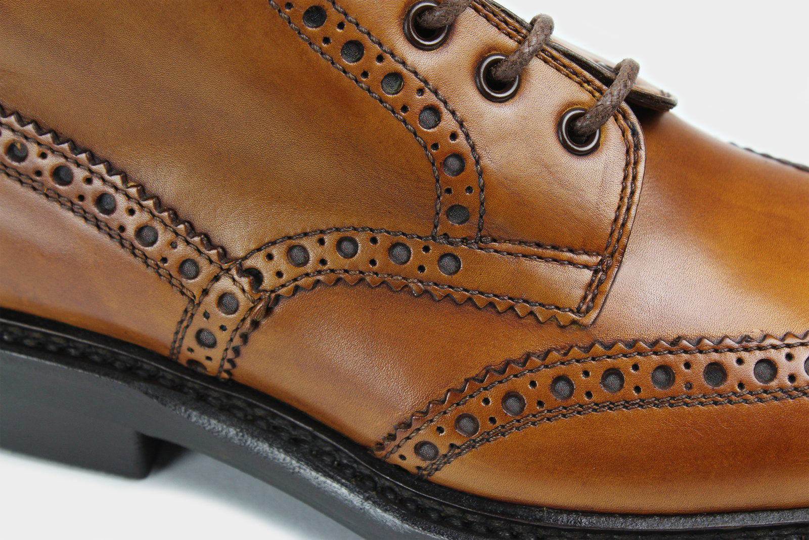 BONO ? Bespoke Custom Made & Fitted Wingtip Brogue Boots ? HAND-PAINTED TAN CALFSKIN - Image 5