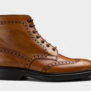 BONO ? Bespoke Custom Made & Fitted Wingtip Brogue Boots ? HAND-PAINTED TAN CALFSKIN
