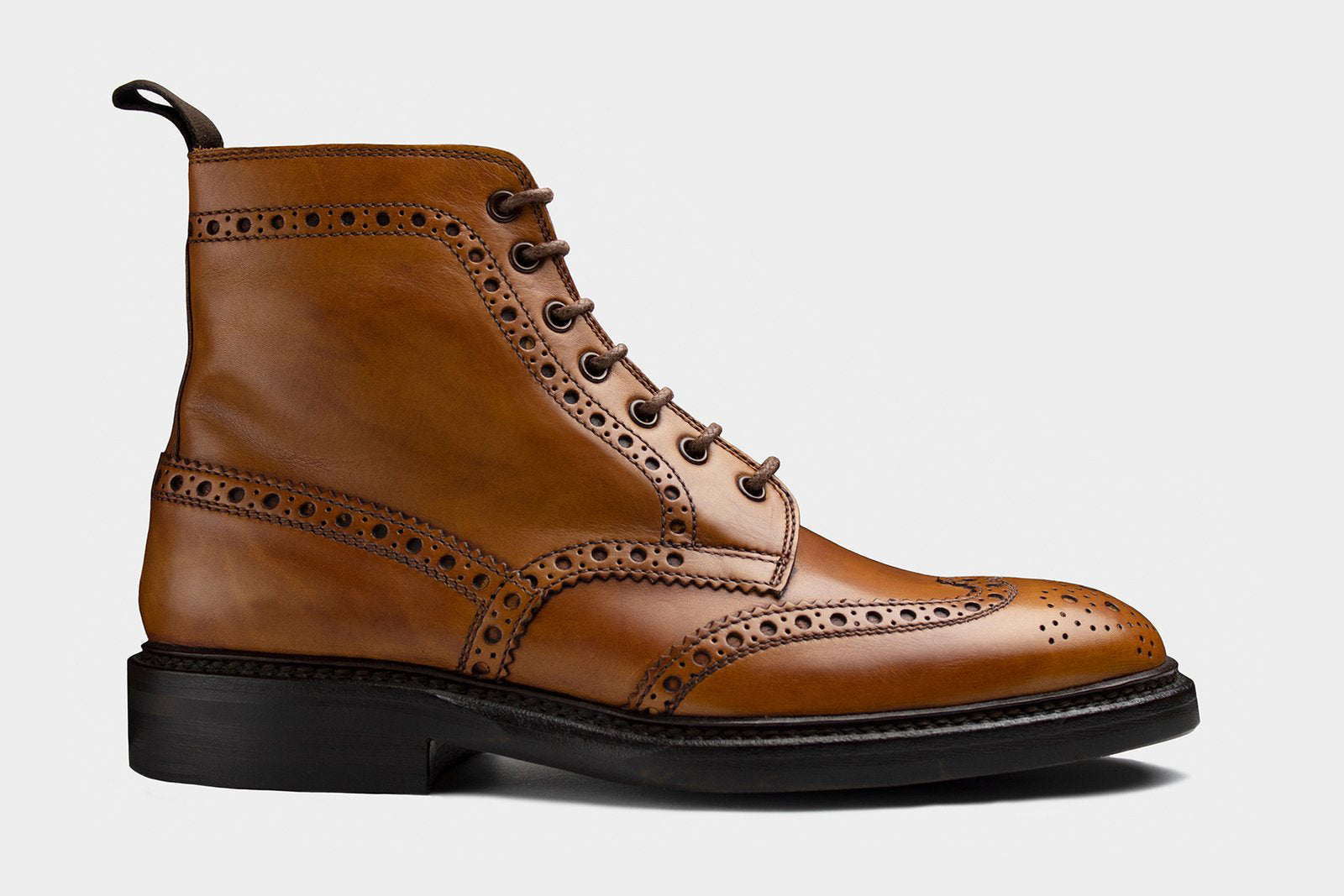 BONO ? Bespoke Custom Made & Fitted Wingtip Brogue Boots ? HAND-PAINTED TAN CALFSKIN