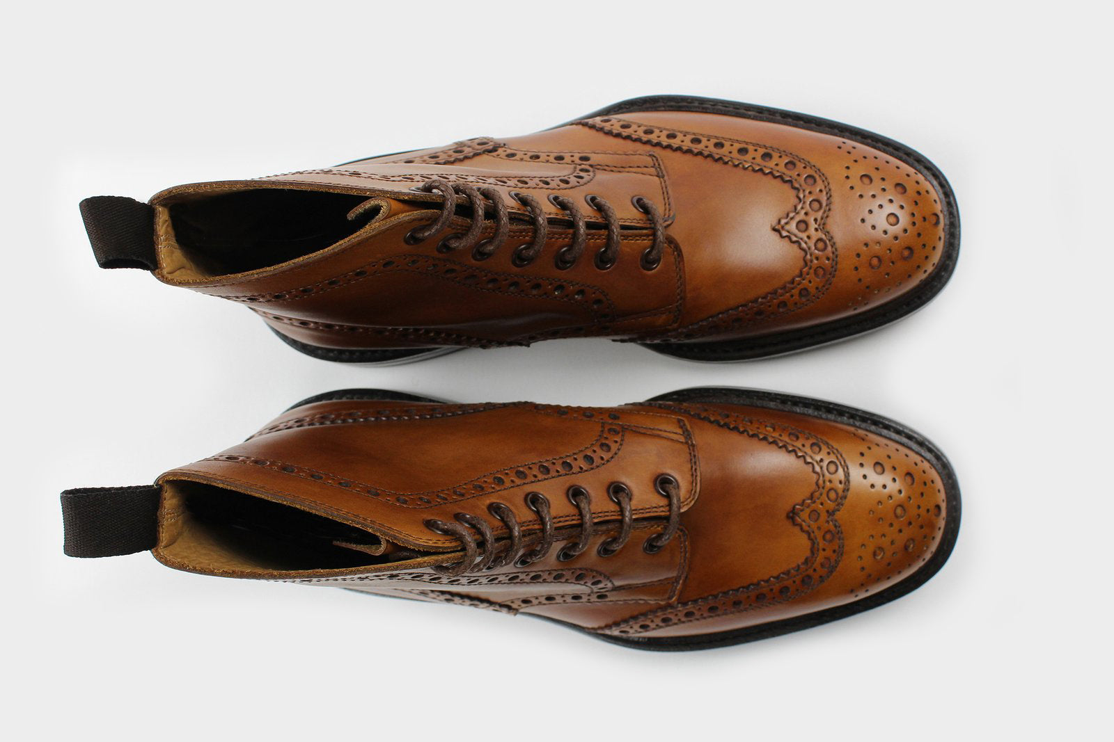 BONO ? Bespoke Custom Made & Fitted Wingtip Brogue Boots ? HAND-PAINTED TAN CALFSKIN - Image 8