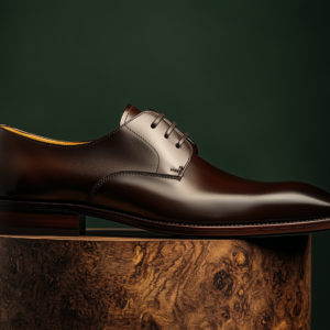 CESARE ? Bespoke Custom Made & Fitted Plain-Toe Derby Shoes ? DARK BROWN CALFSKIN