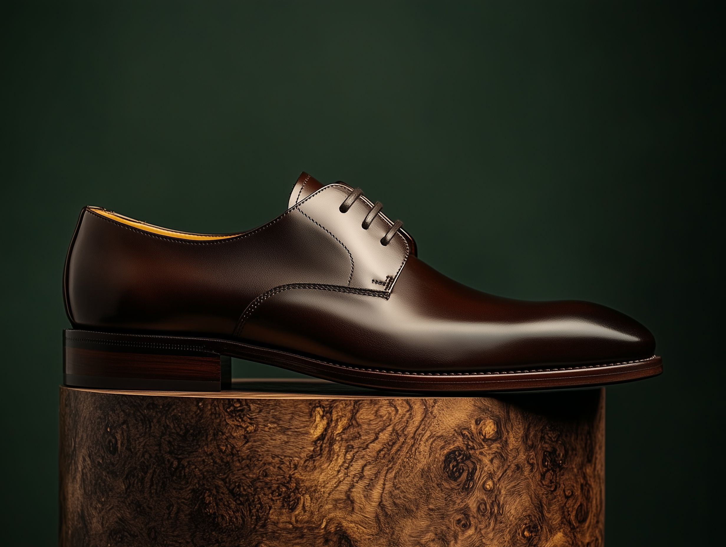 CESARE ? Bespoke Custom Made & Fitted Plain-Toe Derby Shoes ? DARK BROWN CALFSKIN