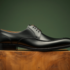 FILBERTE ? Bespoke Custom Made & Fitted Apron-Toe Derby Shoes ? BLACK CALFSKIN