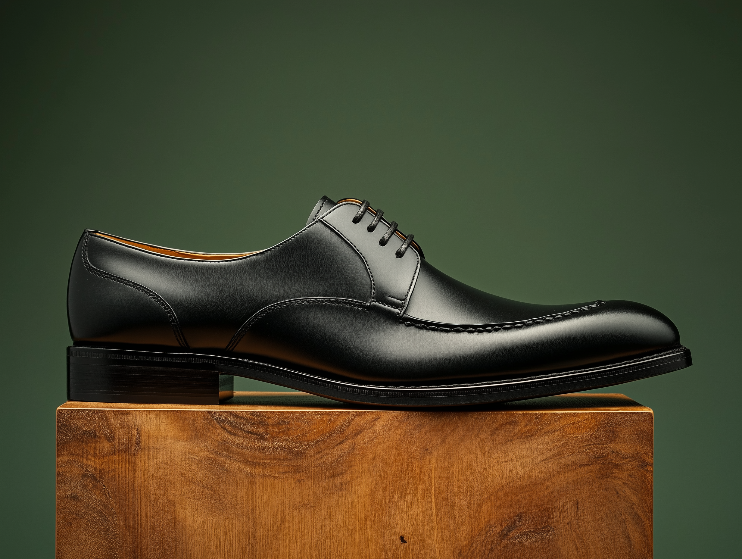 FILBERTE ? Bespoke Custom Made & Fitted Apron-Toe Derby Shoes ? BLACK CALFSKIN