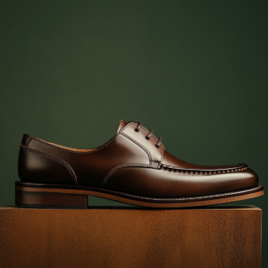 LEOPOLDO ? Bespoke Custom Made & Fitted Apron-Toe Derby Shoes ? DARK BROWN CALFSKIN