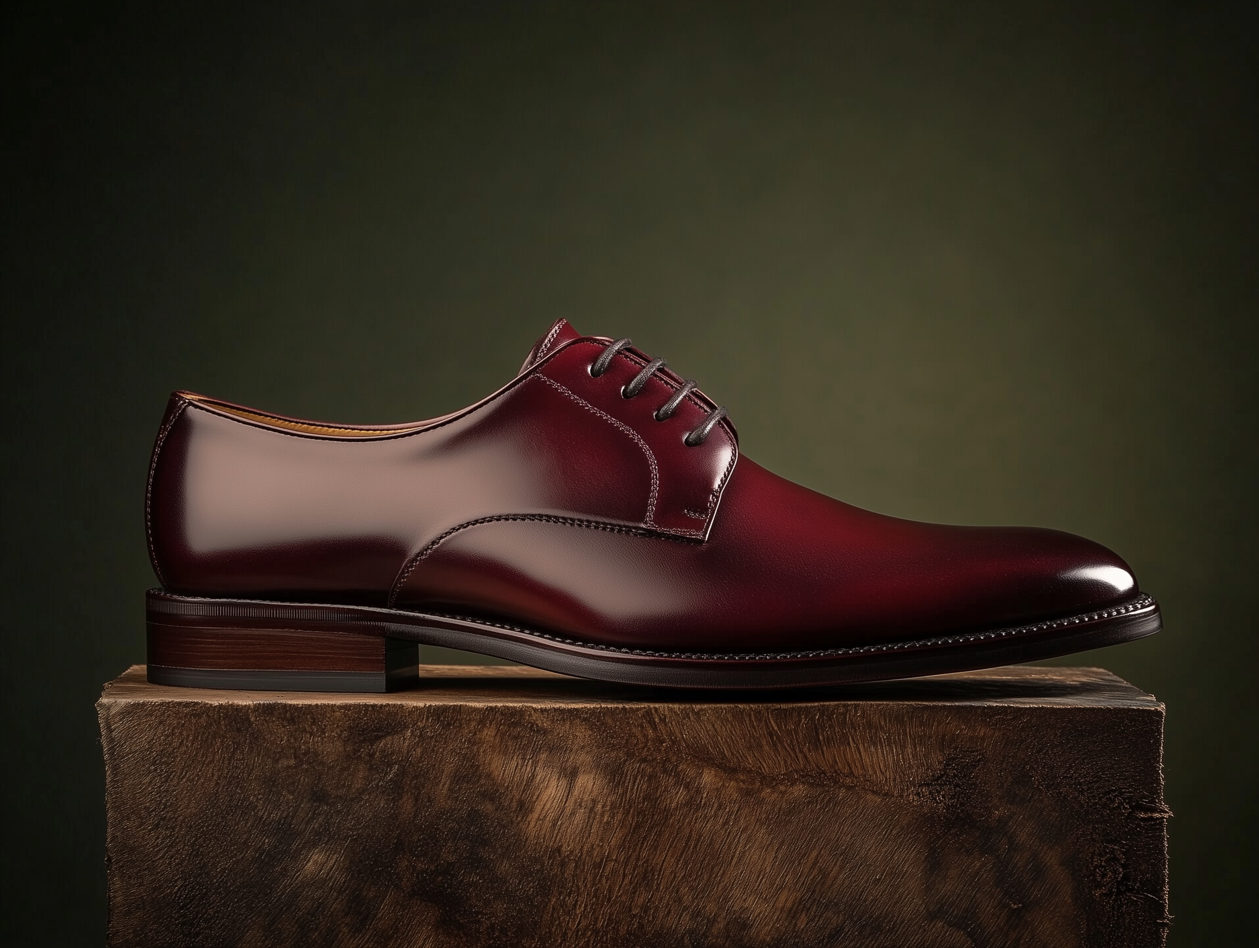 MANUELE ? Bespoke Custom Made & Fitted Plain-Toe Derby Shoes ? BURGUNDY CALFSKIN