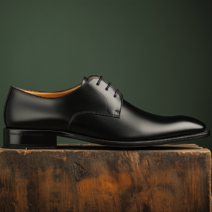SALAMONE ? Bespoke Custom Made & Fitted Plain-Toe Derby Shoes ? BLACK CALFSKIN