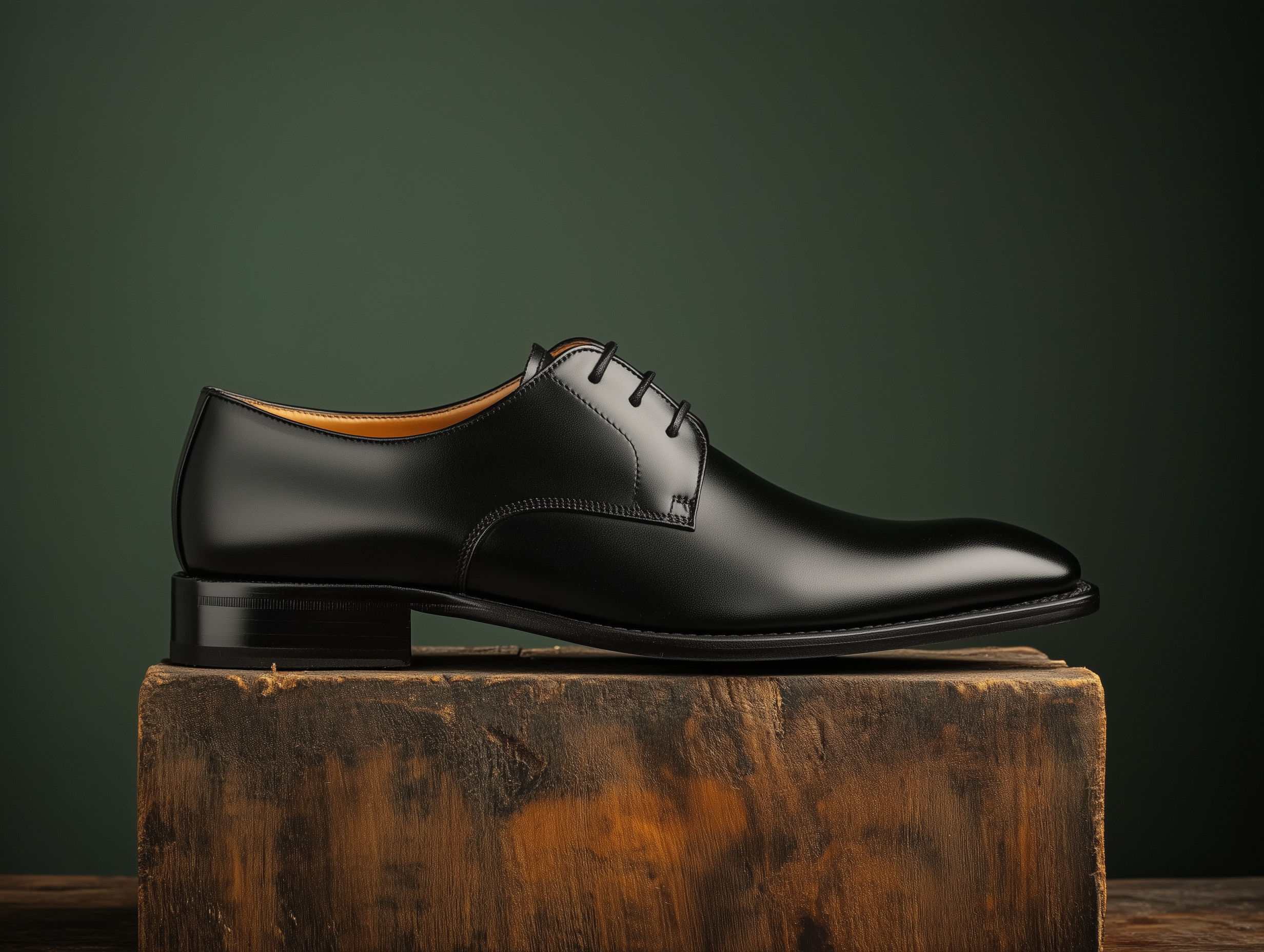 SALAMONE ? Bespoke Custom Made & Fitted Plain-Toe Derby Shoes ? BLACK CALFSKIN