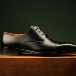 SALVIO ? Bespoke Custom Made & Fitted Cap-Toe Derby Shoes ? BLACK CALFSKIN