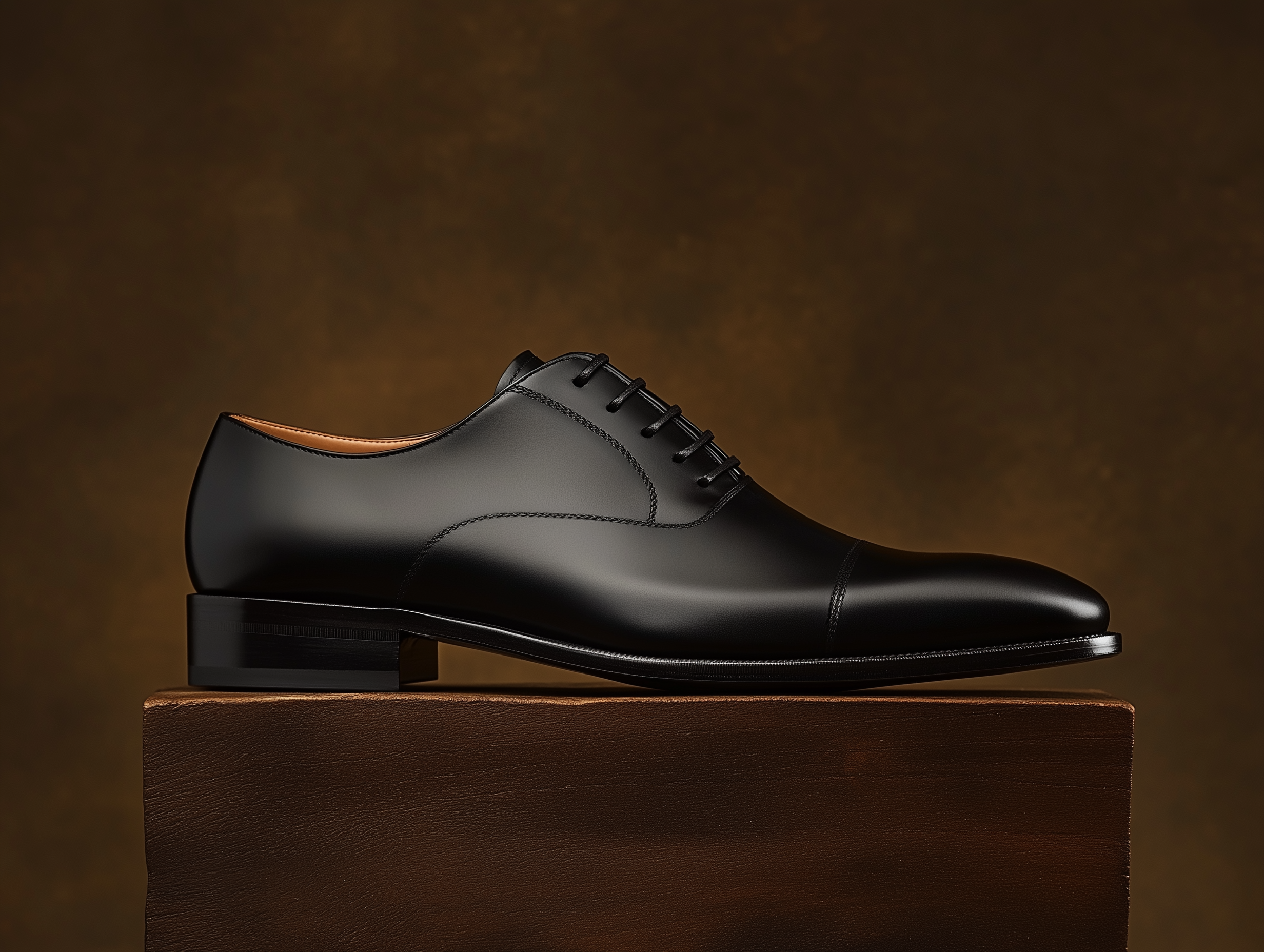 ANTONIO ? Bespoke Custom Made & Fitted Captoe Oxford Shoes ? BLACK CALFSKIN